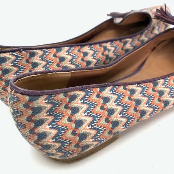 LUCKY BRAND Tassel Canvas Leather Flats Shoes 7.5 - Picture 3 of 16